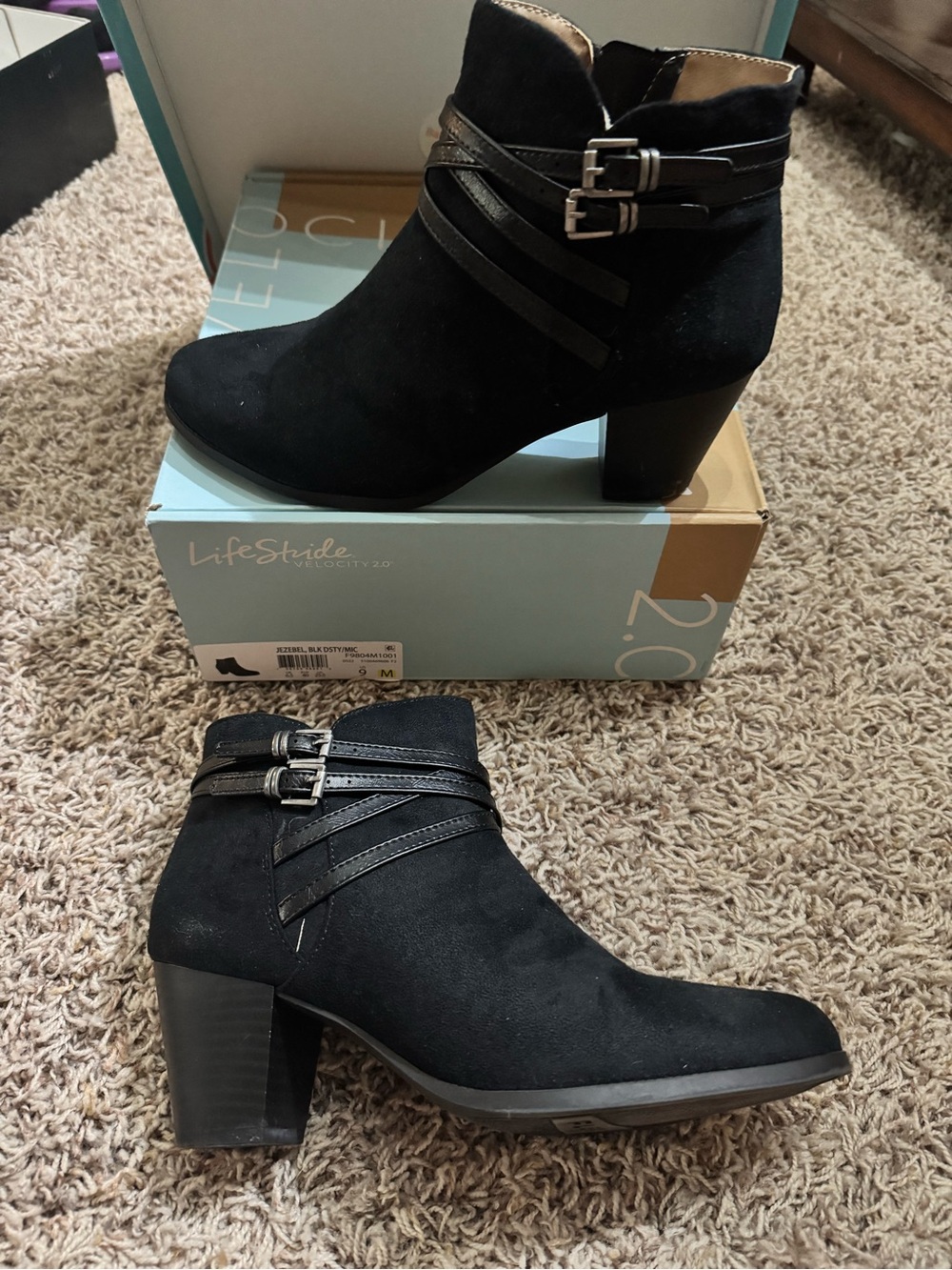 LifeStride Black Jezebel Strappy Ankle Booties WORN ONCE *Comfort Memory Foam - Picture 7 of 14